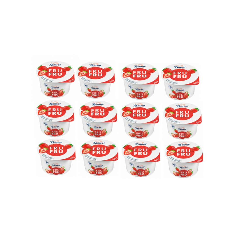 Yogur sabor fresa Bauer Fru Fru (12 x 100g / 3.53oz) - Miniatura 1