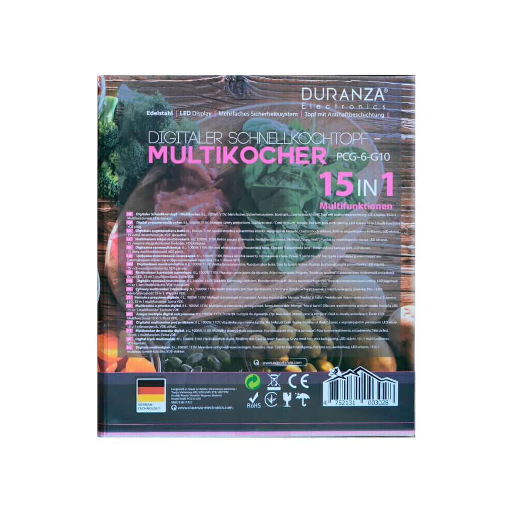 Olla a presión eléctrica multifuncional 6 L Duranza PCG-6-G10 - Miniatura 5