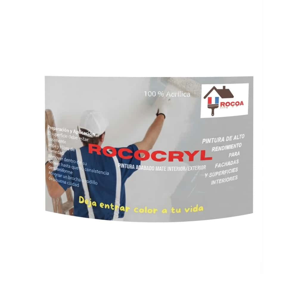Pintura vinil color blanco 100% acrílica con acabado mate para fachadas e interiores Rocoa Rococryl (10 L) - Miniatura 2