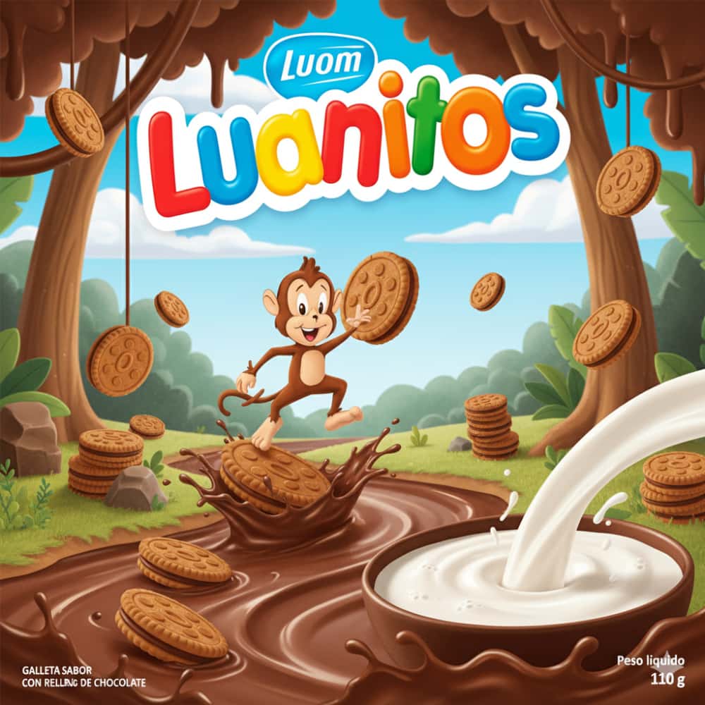 Galletas sabor chocolate rellenas sabor chocolate Luanitos (2 x 110 g / 3.8 oz) - Miniatura 4