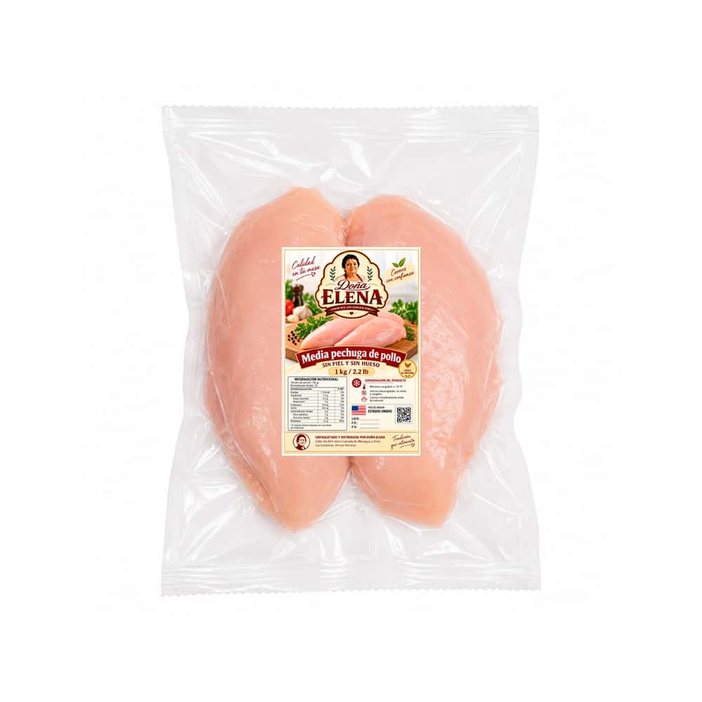 Media pechuga de pollo sin piel y sin hueso Doña Elena (1 kg / 2.2 lb) - Miniatura 1