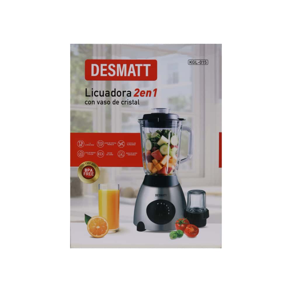 Licuadora con vaso de cristal 2 en 1 Desmatt KGL-015 - Miniatura 2
