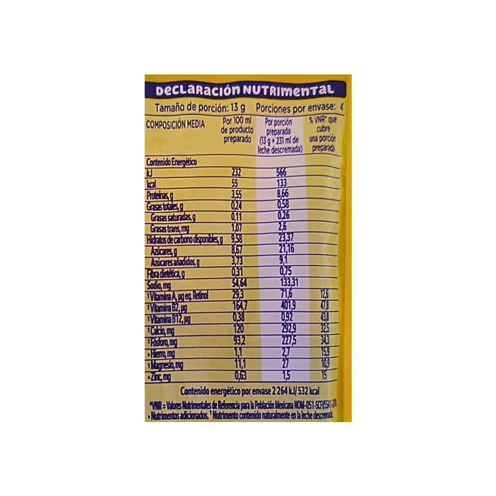 Alimento en polvo para preparar bebida fortificada sabor chocolate Nesquik Nestlé (52 g / 1.83 oz) - Miniatura 4
