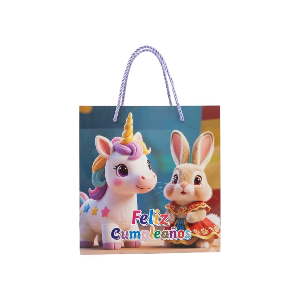 Bolsa para regalo infantil decorado con conejo y unicornio Tiara - Miniatura 1