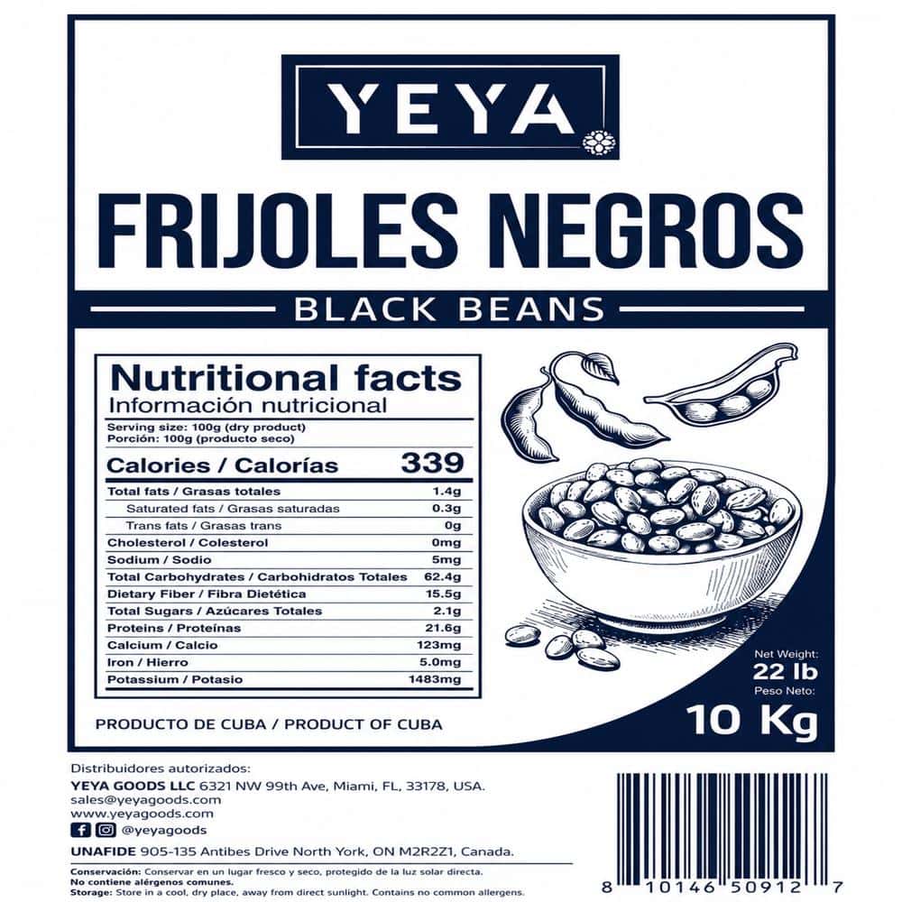 Frijoles negros YEYA (10 kg / 22 lb) - Miniatura 2