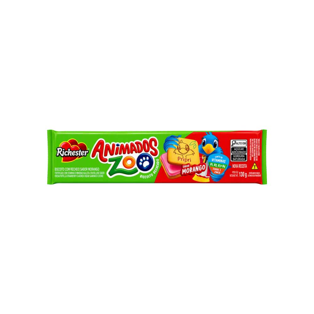 Galletas con relleno sabor fresa Animados Zoo Richester (130 g / 4.59 oz) - Miniatura 1