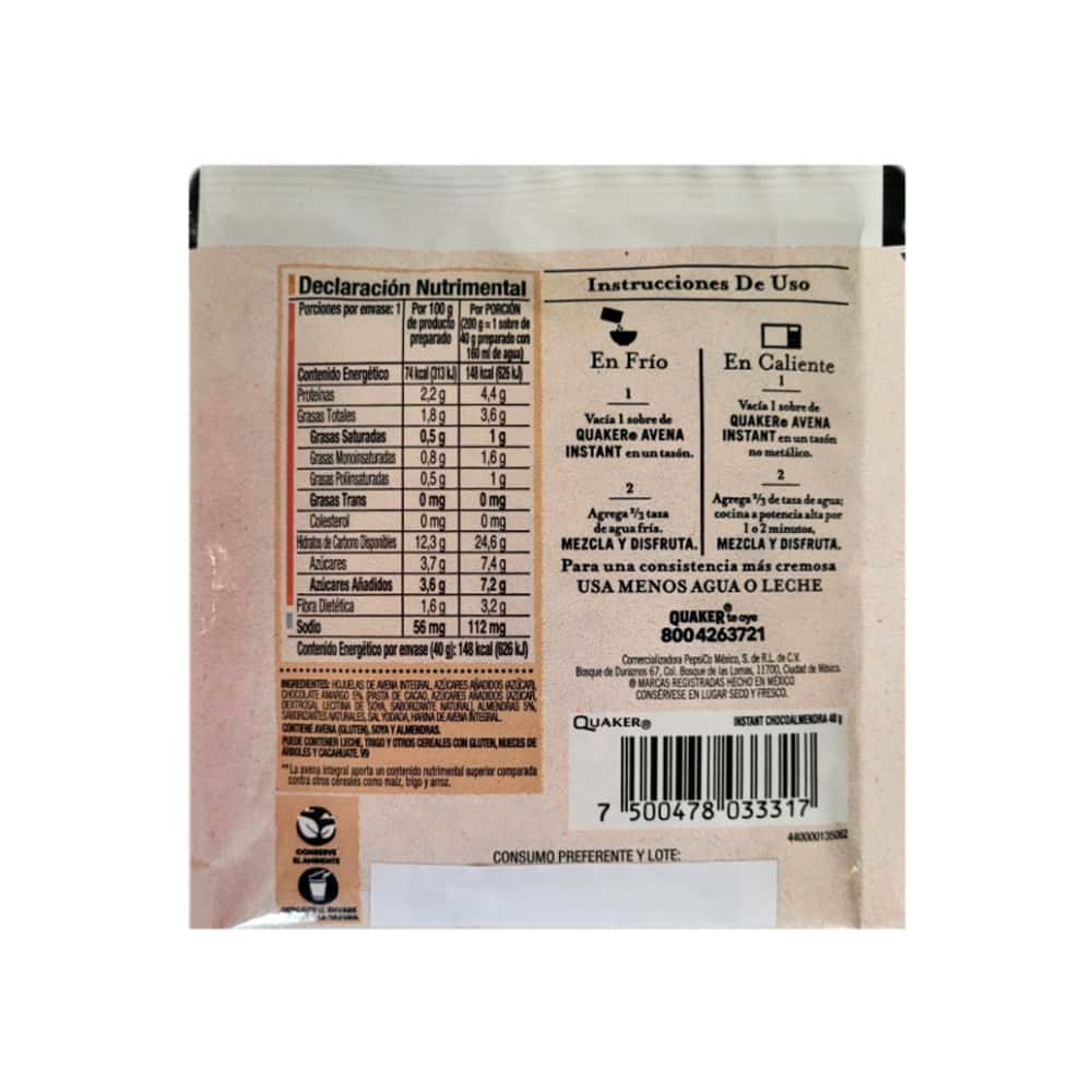 Combo de cereales de desayuno Quaker sabor nueces, pasas y dátiles (37 g / 1,30 oz) + chocoalmendra (40 g / 1,41 oz) - Miniatura 3