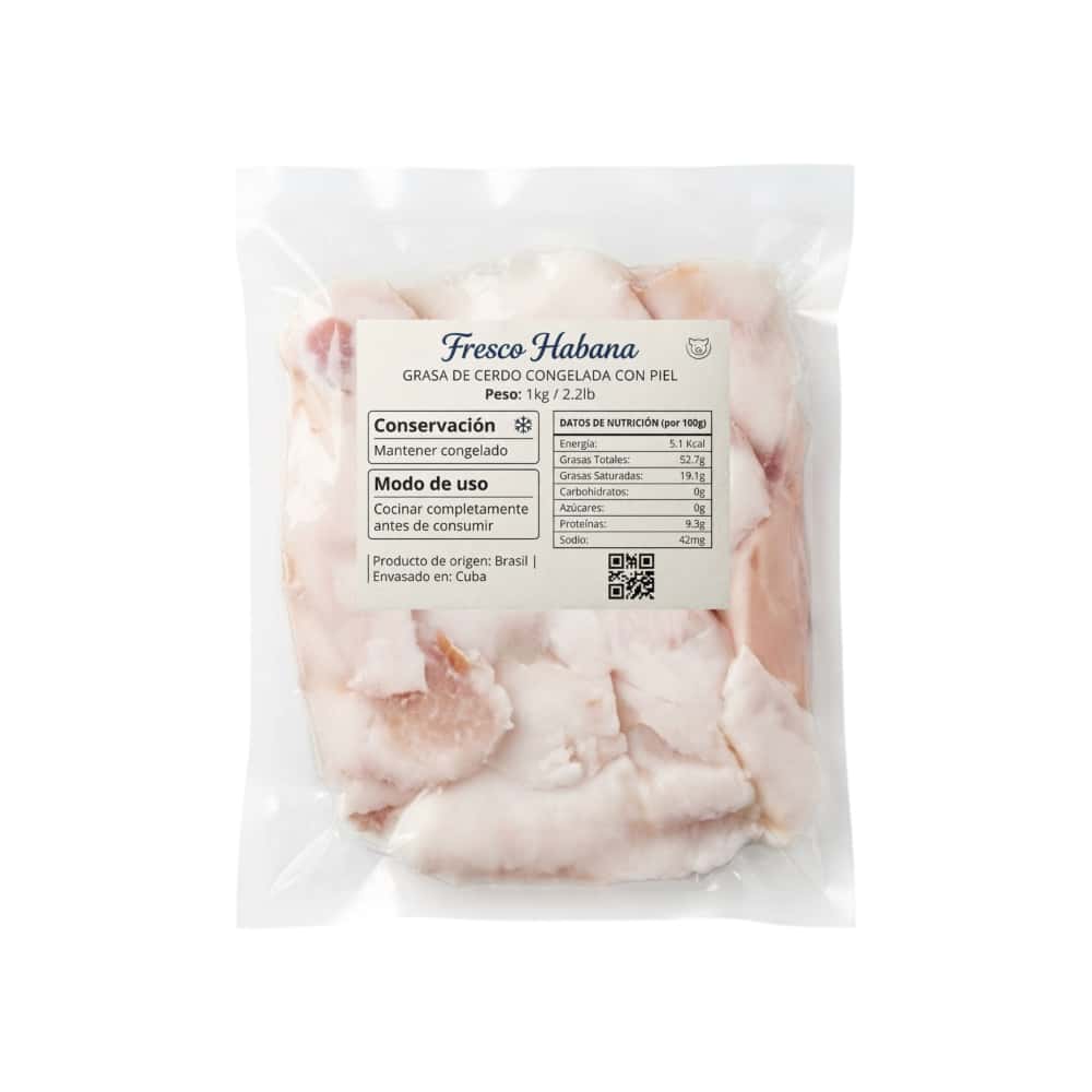 Grasa de cerdo congelada con piel Fresco Habana (1 kg / 2.2 lb) - Miniatura 2