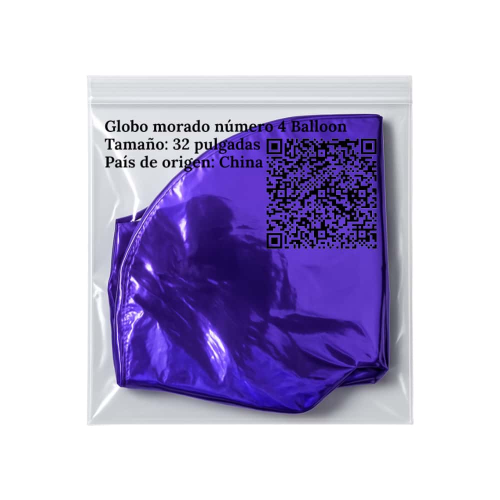 Globo morado número 4 de 32 pulgadas Balloon - Miniatura 3