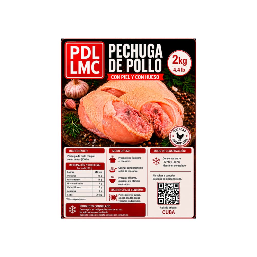 Pechuga de pollo con piel y con hueso PDL LMC (2 kg / 4.4 lb) - Miniatura 2