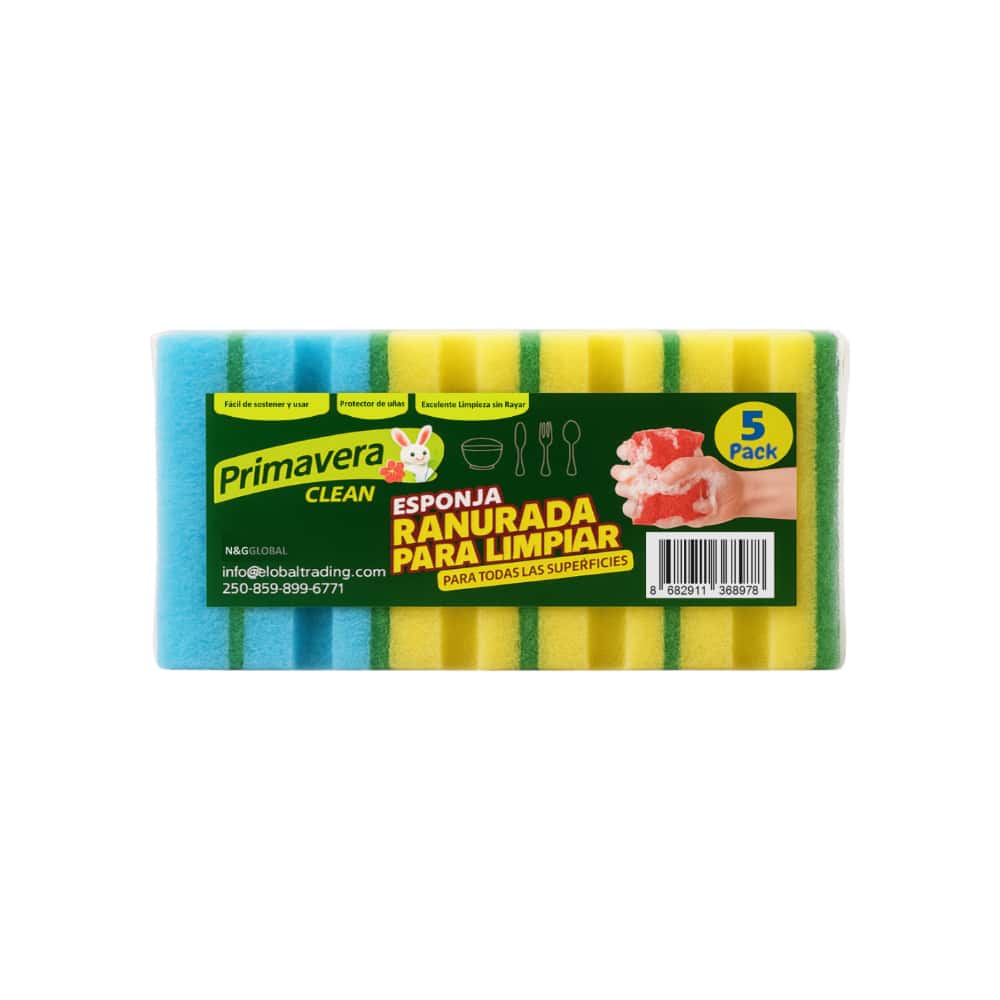Esponjas ranurada para limpiar Primavera (5 U) - Miniatura 1