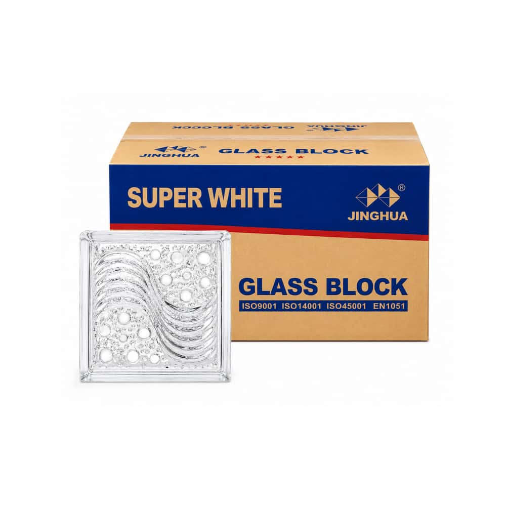 Caja de bloques de cristal decorativa de diseño ondulado con burbujas Jinghua (6 U) - Miniatura 1