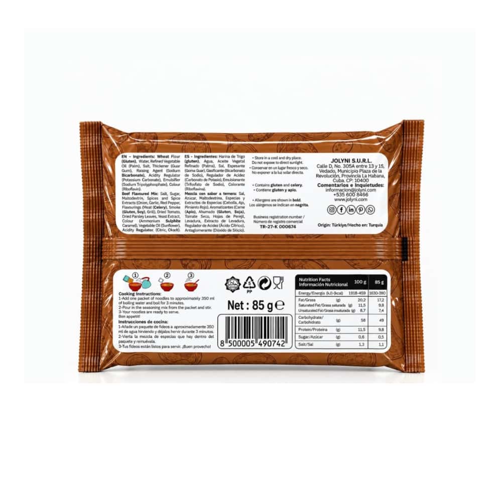 Sopa de fideos instantáneos sabor ternera Jolyni (3 x 85 g / 3 oz) - Miniatura 2
