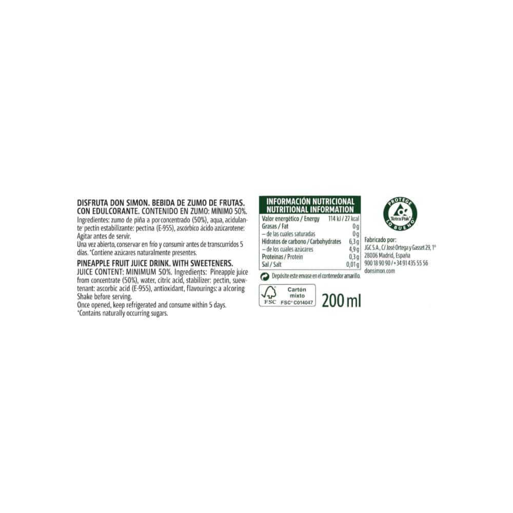 Jugo de piña Don Simon (24 x 200 ml) - Miniatura 4