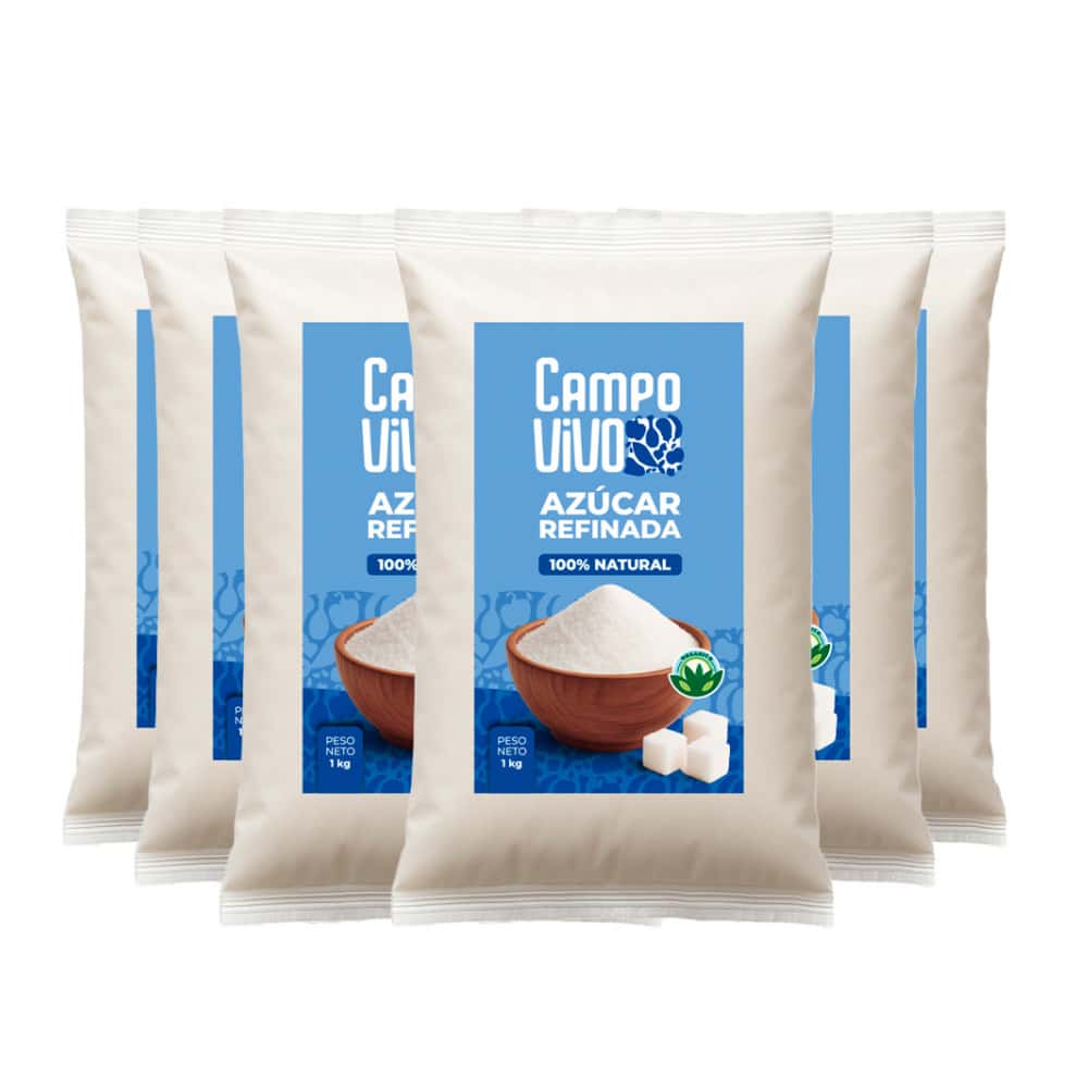 Azúcar blanca refinada Campo Vivo (6 x 1 kg / 2.2 lb) - Miniatura 1