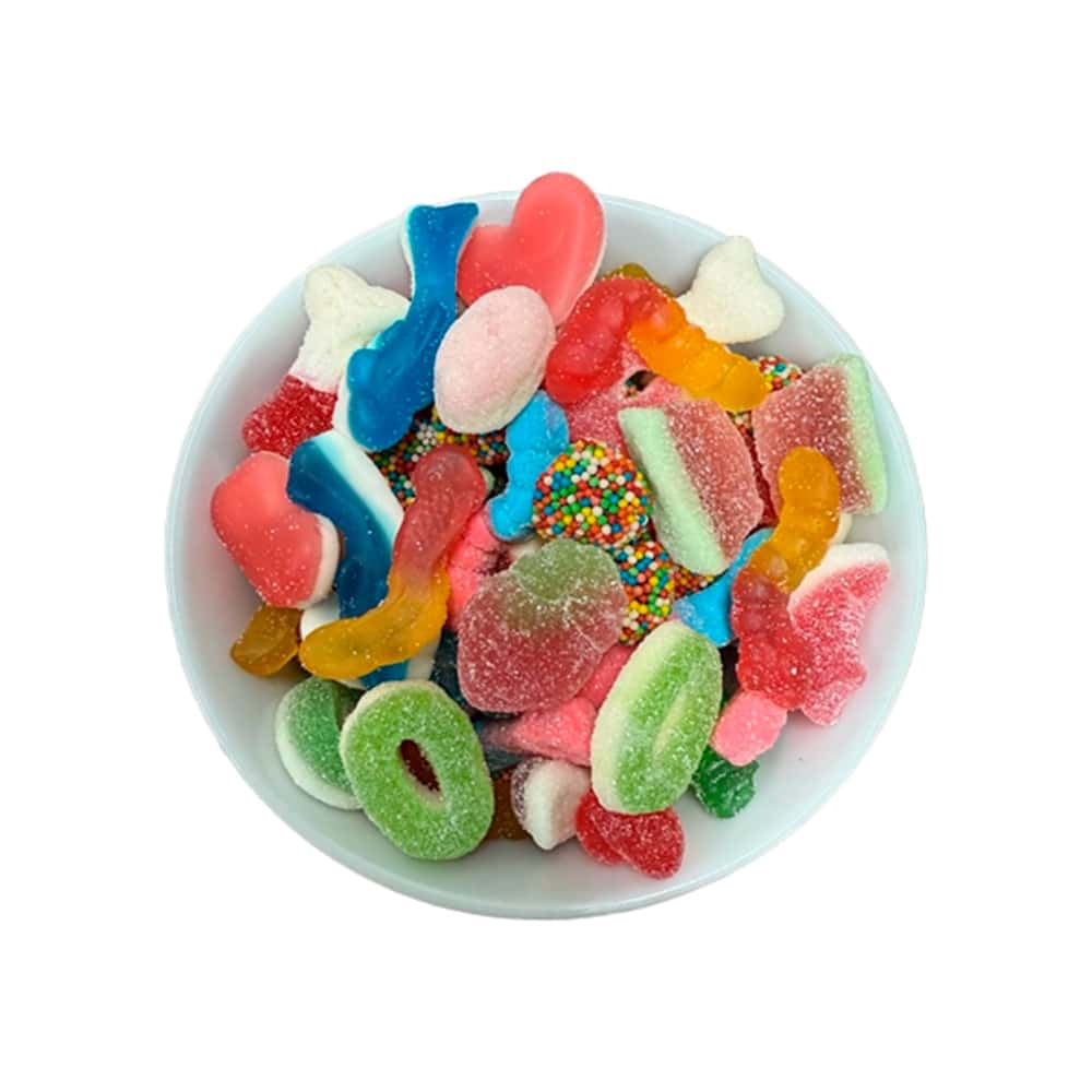 Gomas de gelatina sabores surtidos a banano, fresa, morazul rellenas con líquido sabor a fresa (55 g / 1.94 oz) - Miniatura 4