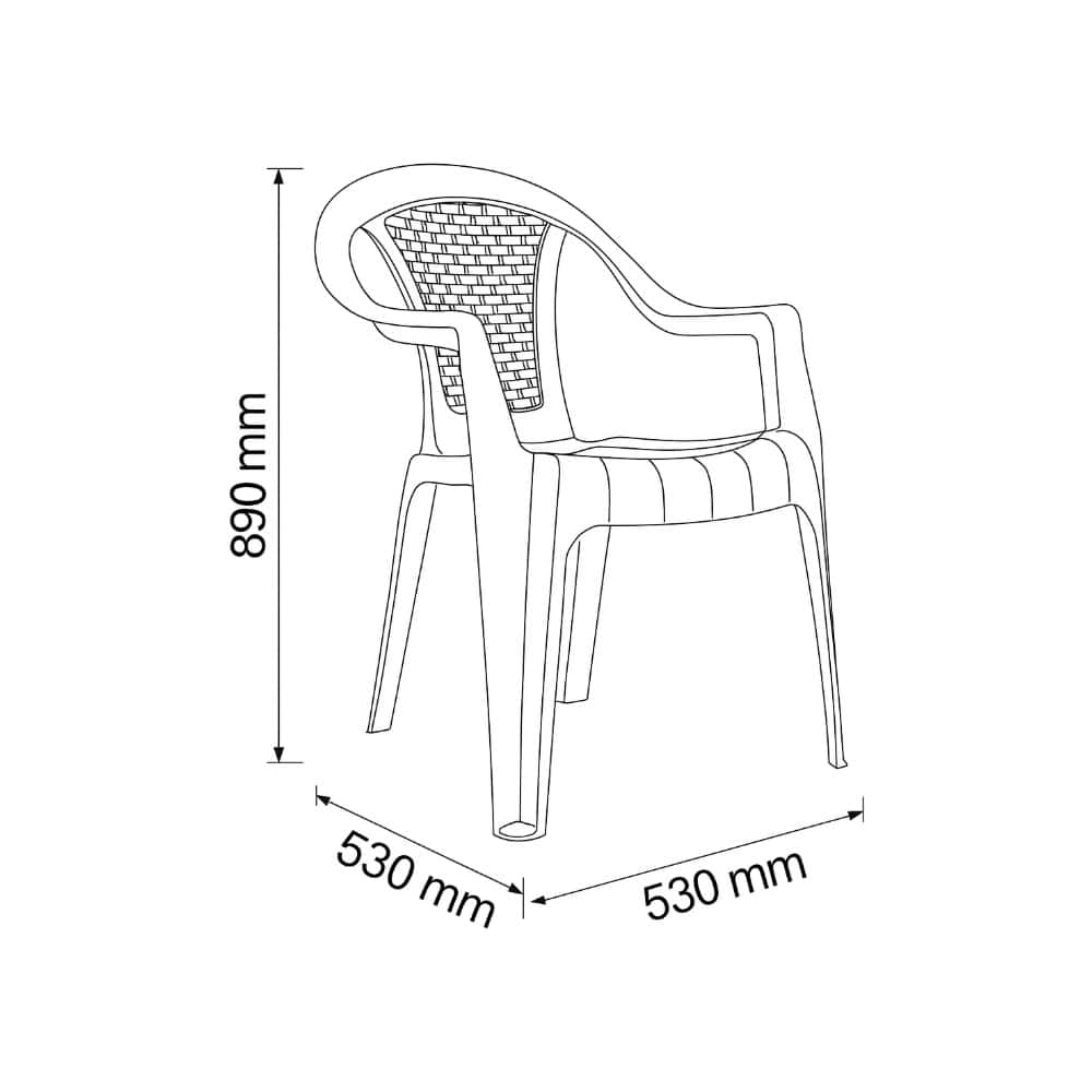 Silla con reposabrazos rattan marrón 59 cm x 53 cm x 89 cm 7House - Miniatura 2