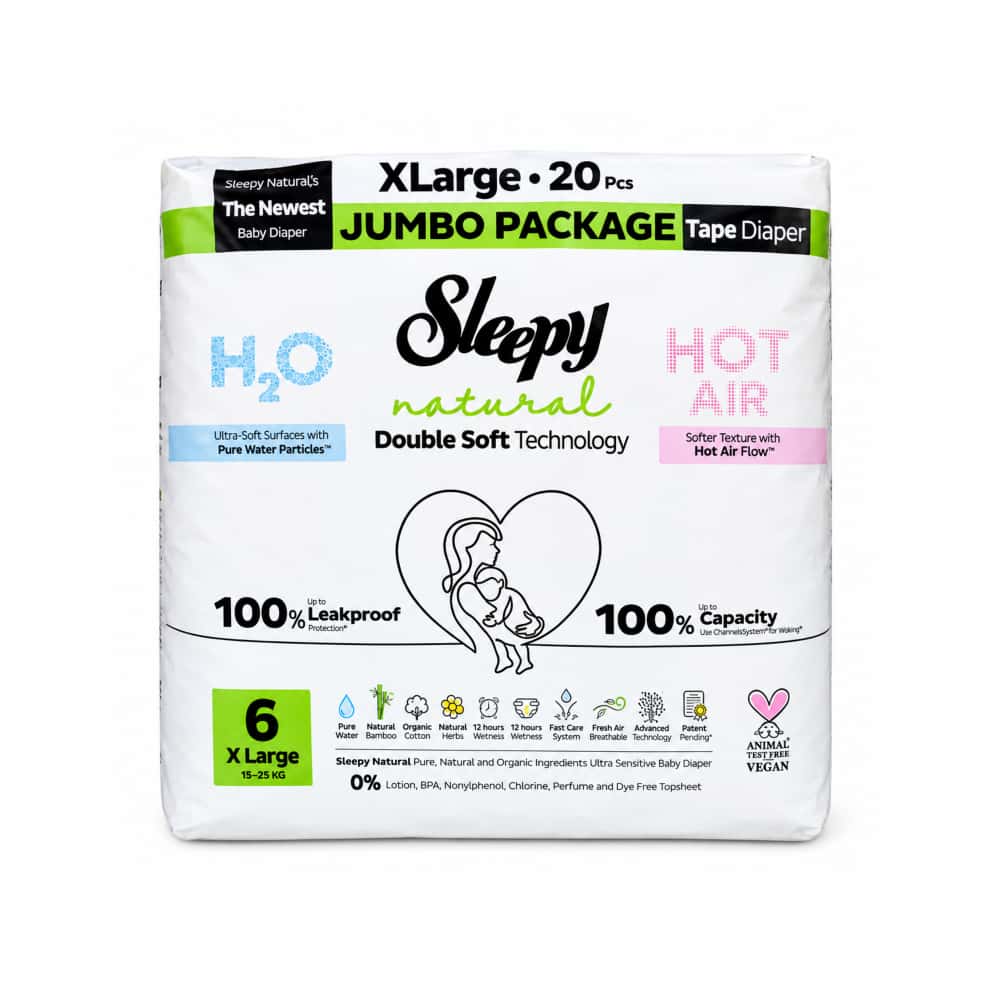 Pañal desechable para bebé XL etapa 6 Sleepy Natural (20 U) - Miniatura 1
