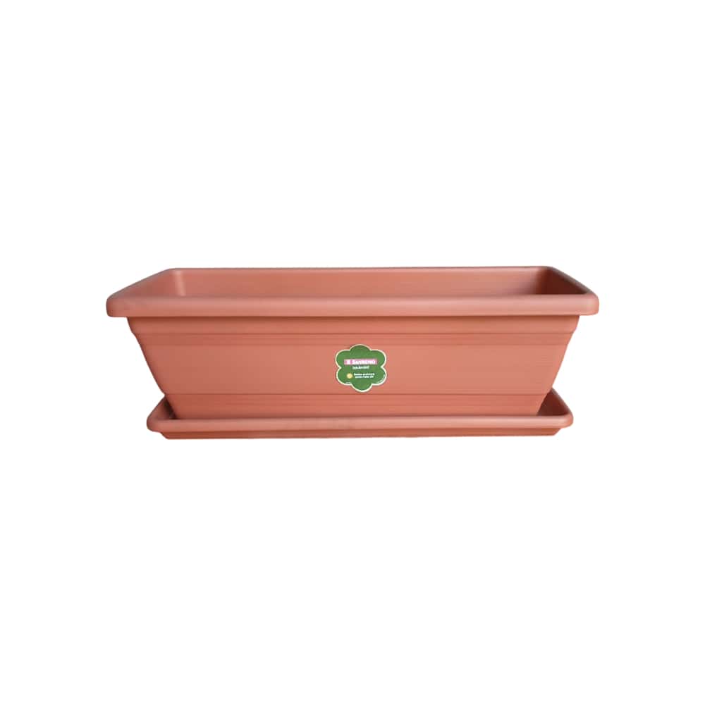 Maceta rectangular de plástico + Plato rectangular de plástico - Miniatura 1