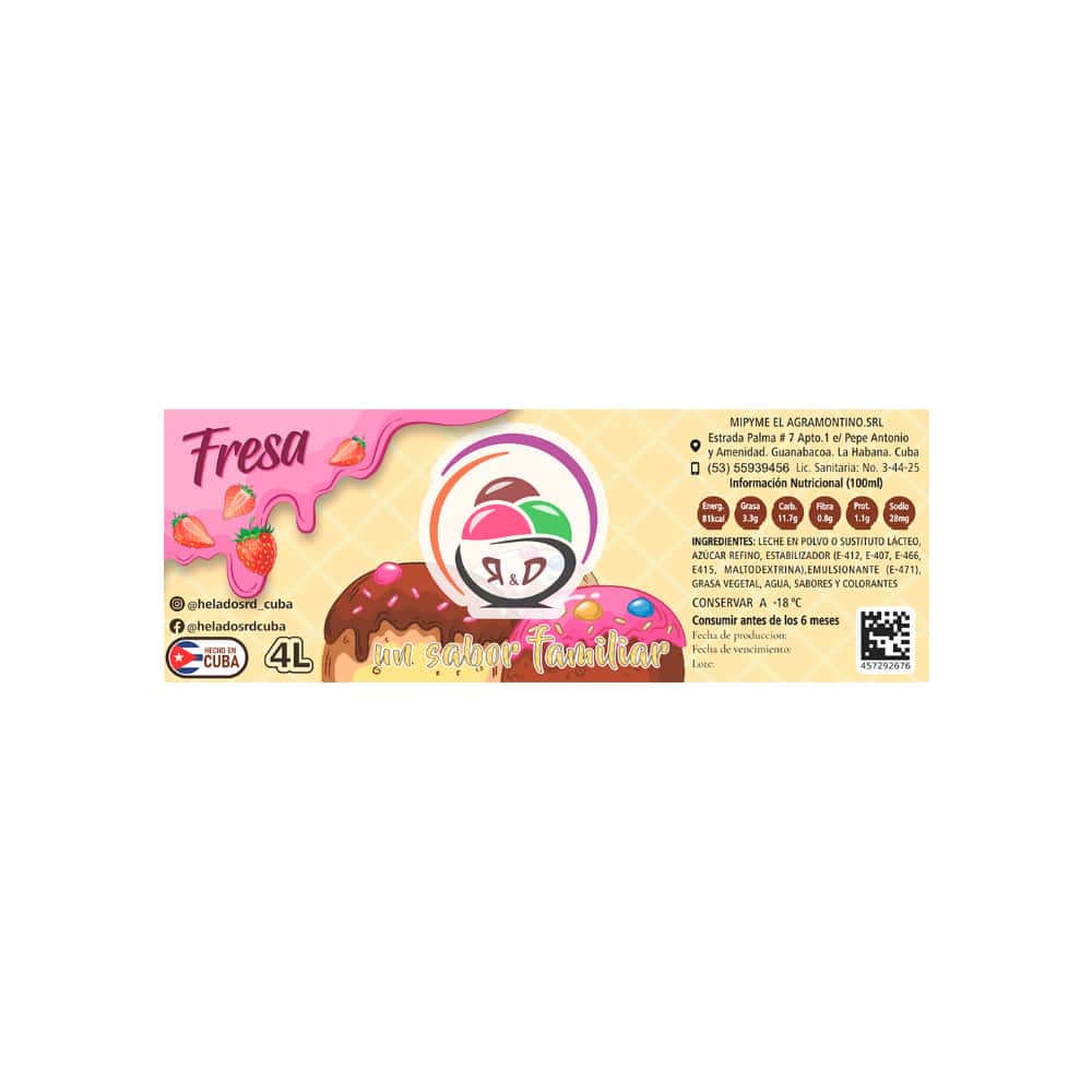 Helado sabor fresa R&D (4 L) - Miniatura 2