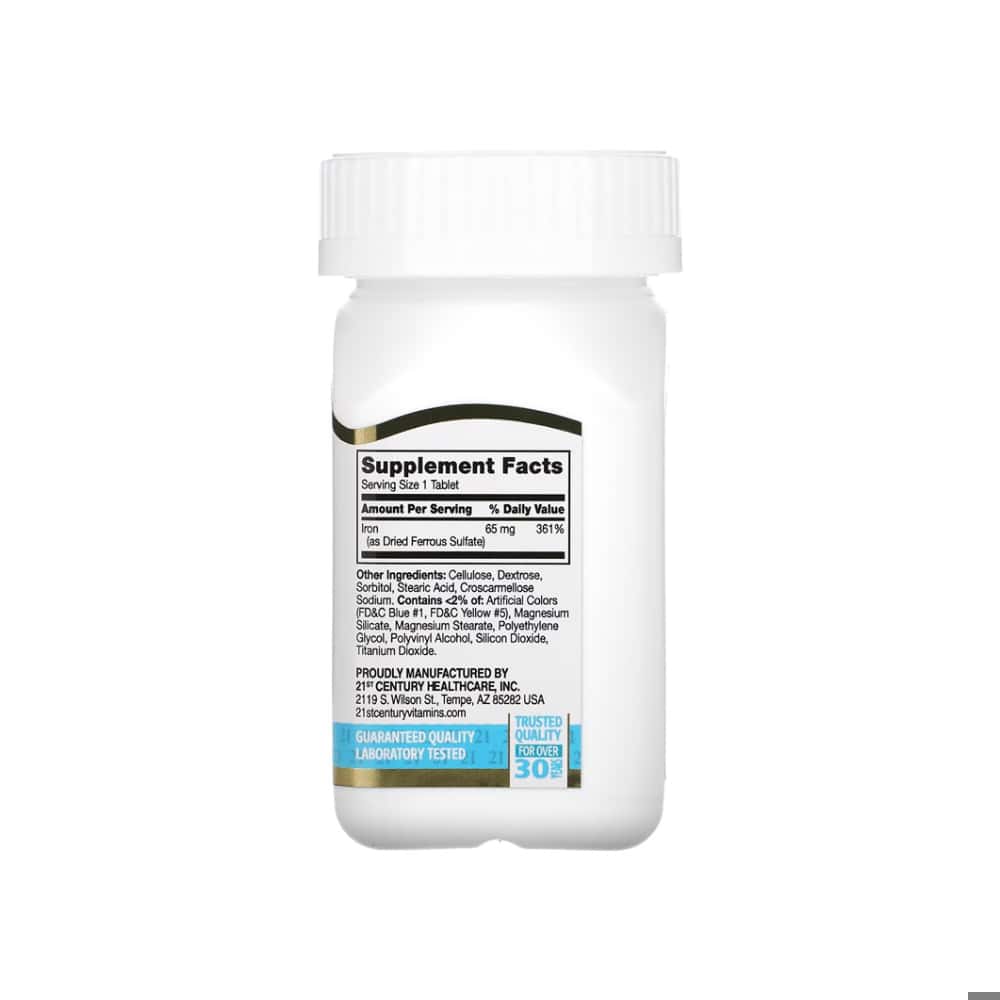 Hierro elemental 65 mg 21st Century (120 tabletas) - Miniatura 2