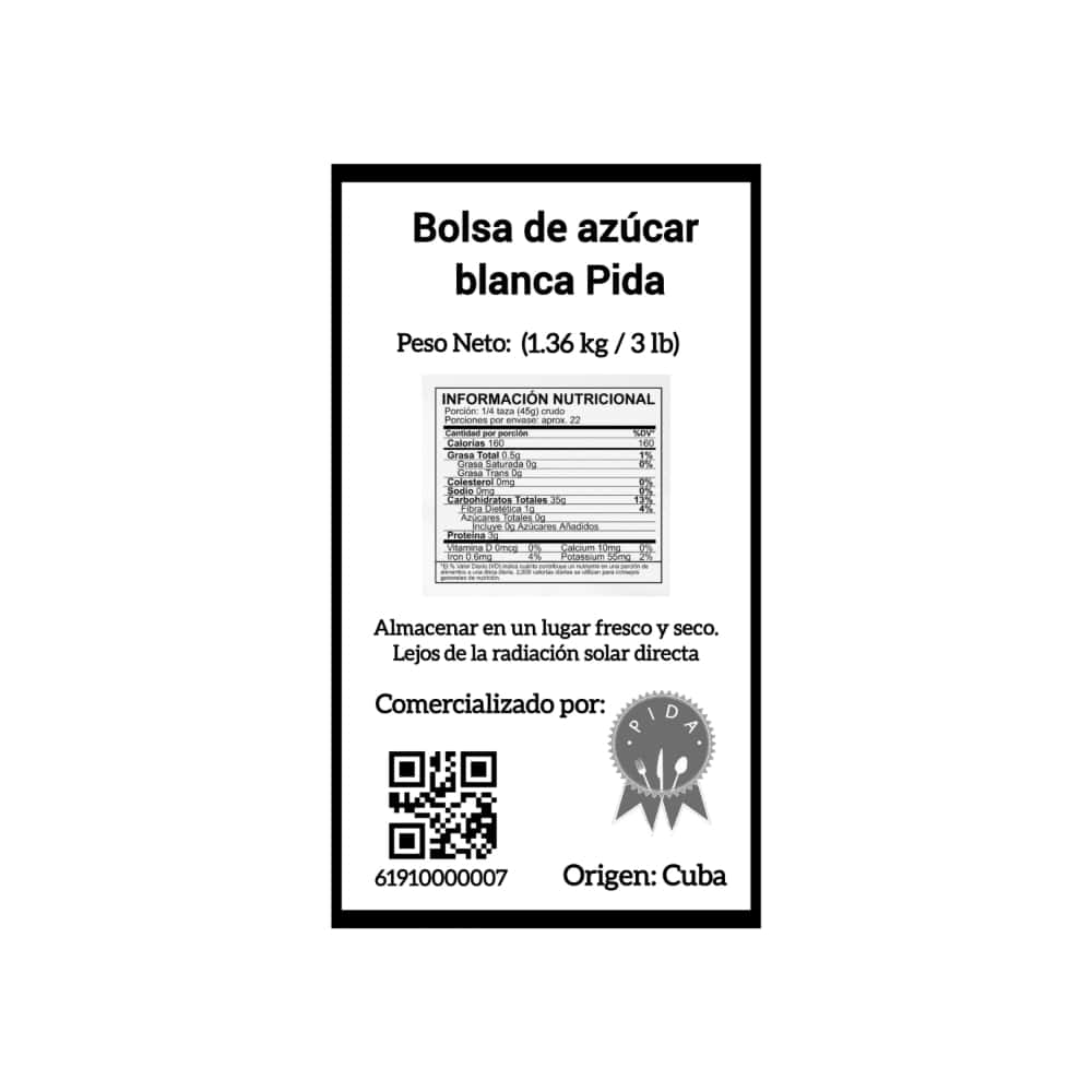 Azúcar blanca Pida (1.36 kg / 3 lb) - Miniatura 2