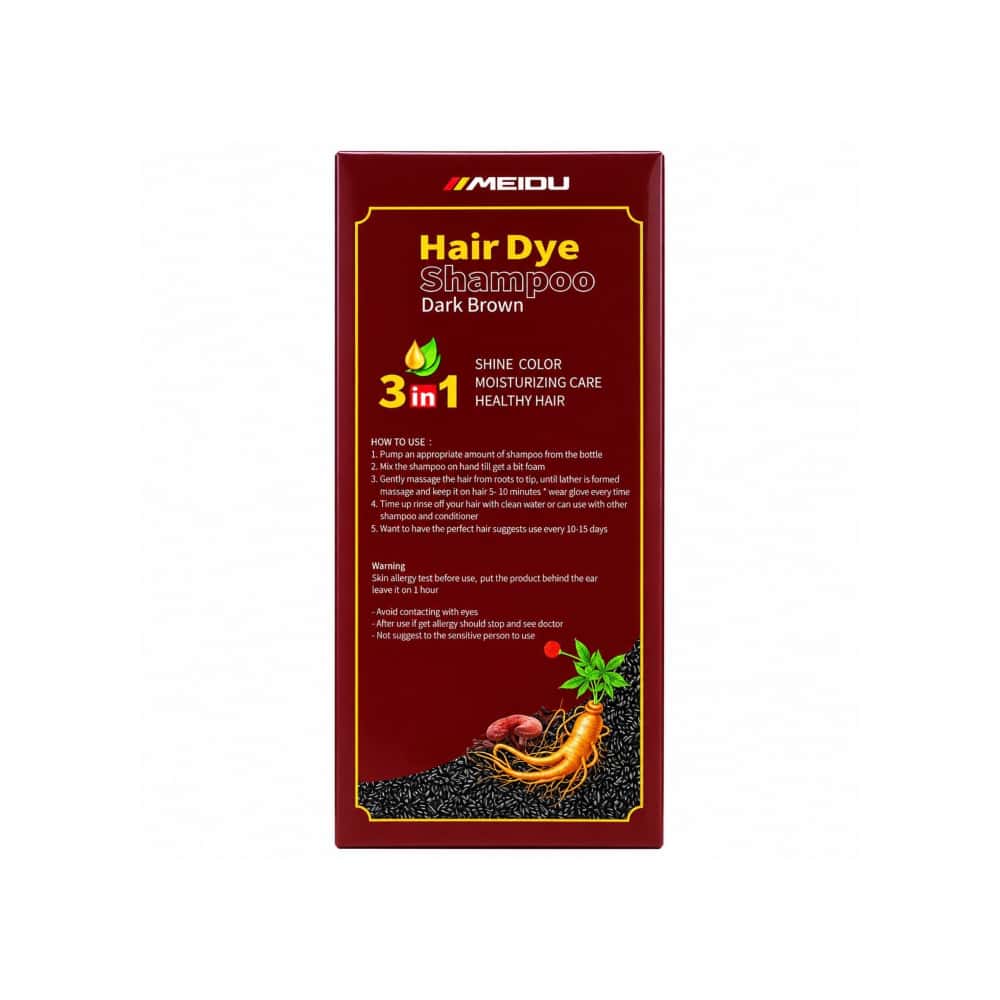 Champú tinte para el cabello castaño oscuro 3 en 1 Meidu (500 ml / 16.9 oz) - Miniatura 2