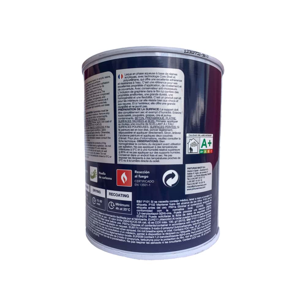 Esmalte multi-superficie ecológico base agua color blanco brillo Macy (750 ml) - Miniatura 3