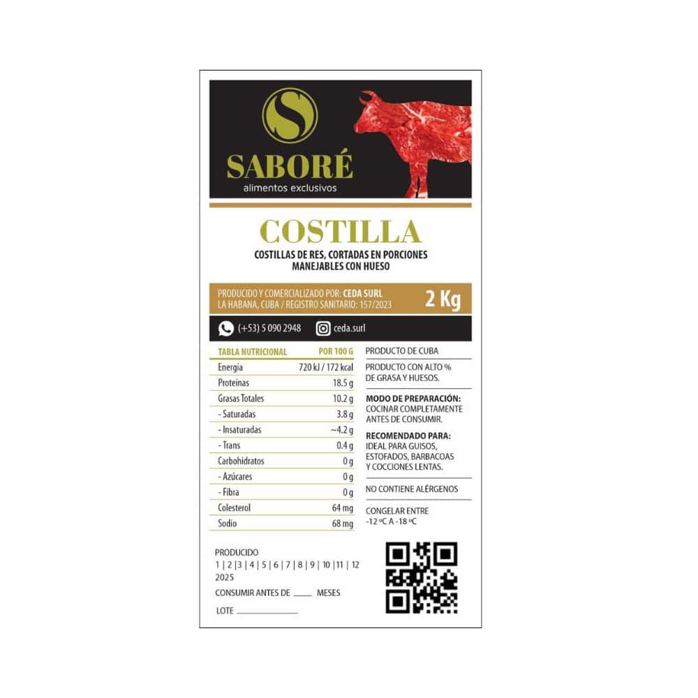 Costillas troceada de res Saboré (2 kg / 4.4 lb) - Miniatura 3
