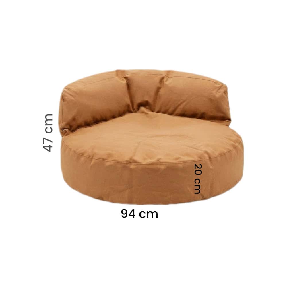 Silla de tela puff redondo con respaldo color marrón Yikoto - Miniatura 2