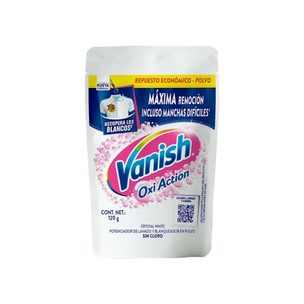 Quitamanchas en polvo para ropa blanca Vanish Oxi Action (120 g / 4.23 oz) - Miniatura 1