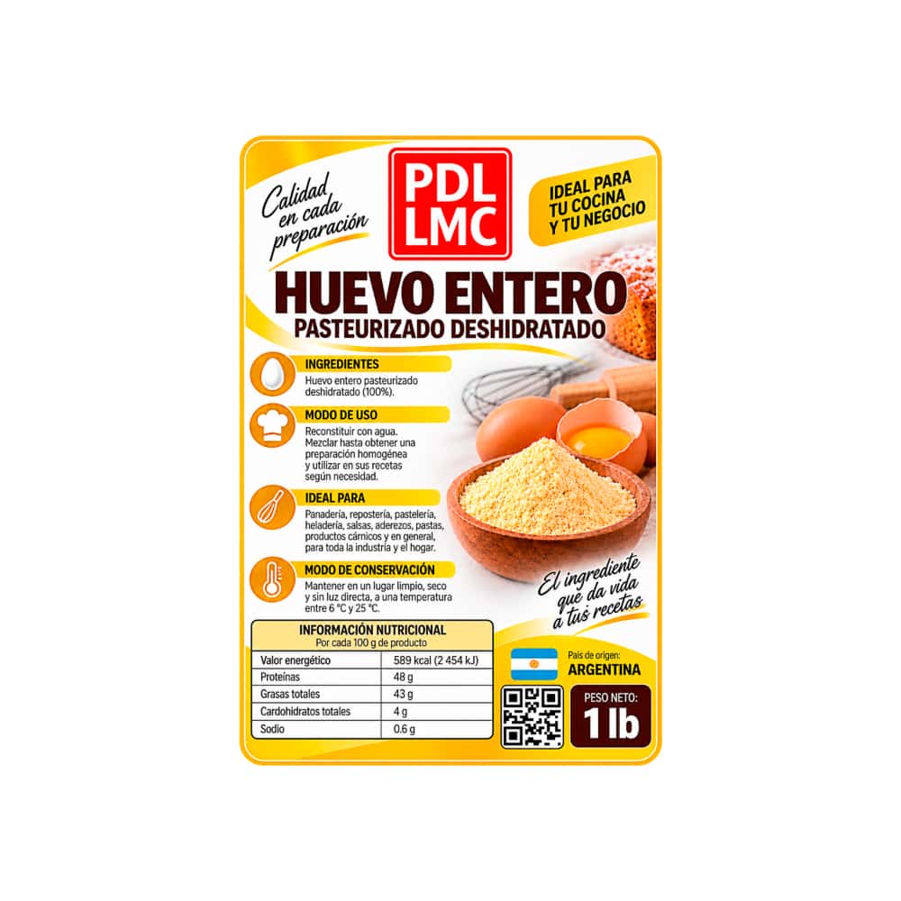 Huevo entero pasteurizado deshidratado PDL LMC (454 g / 1 lb) - Miniatura 2