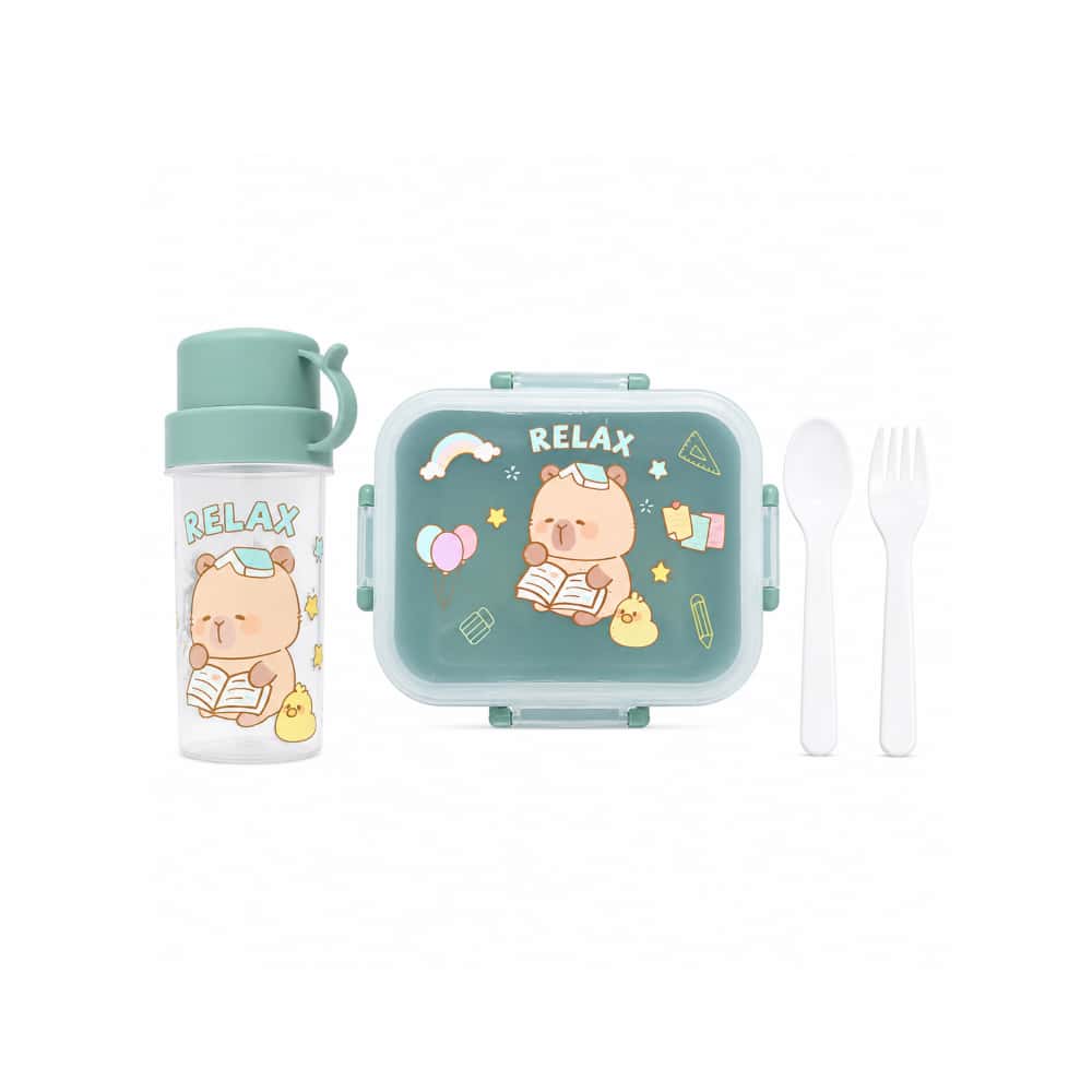 Set de almuerzo infantil con botella plástica y cubiertos Relax (1 U) - Miniatura 2