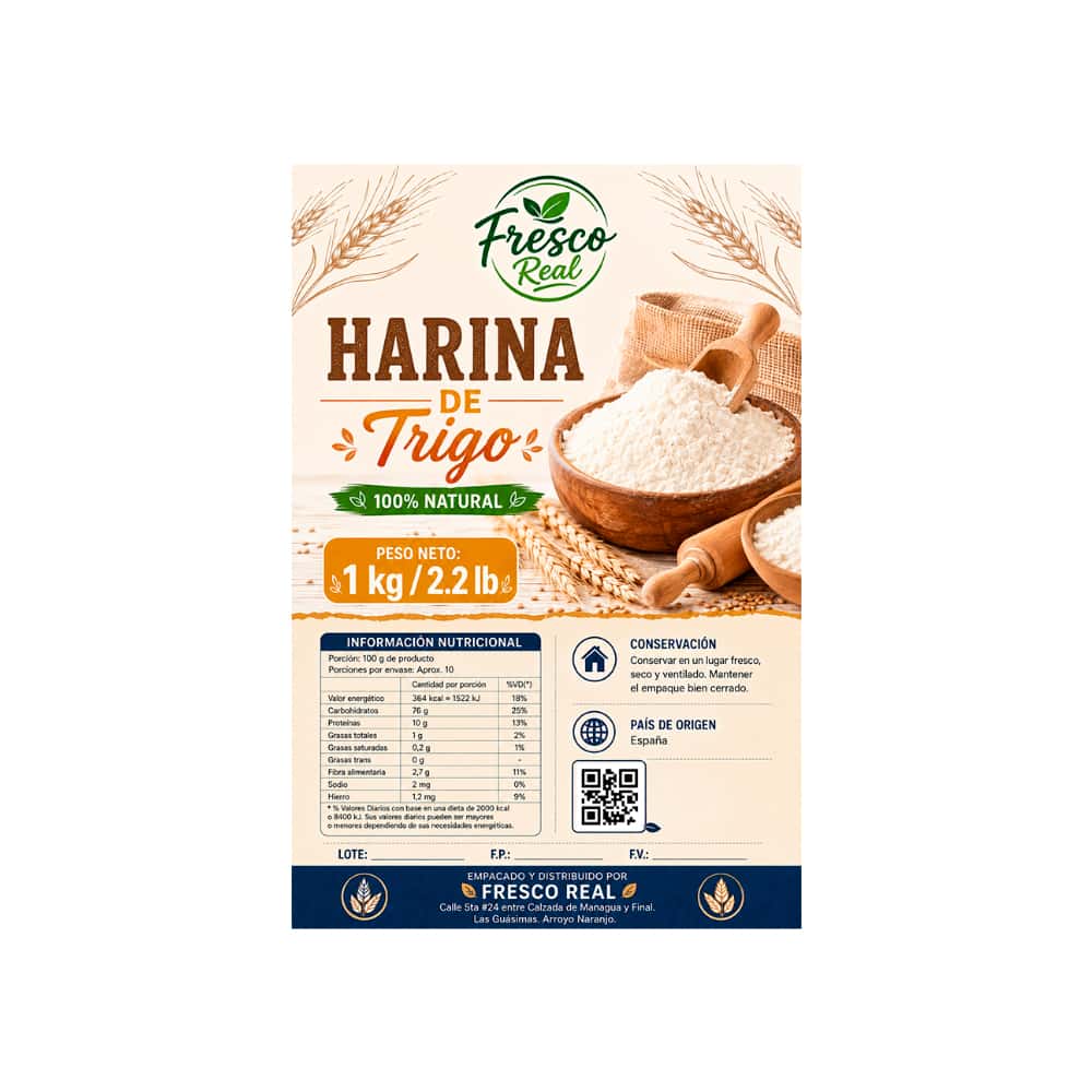 Harina de trigo fortificada Fresco Real (1 kg / 2.2 lb) - Miniatura 2