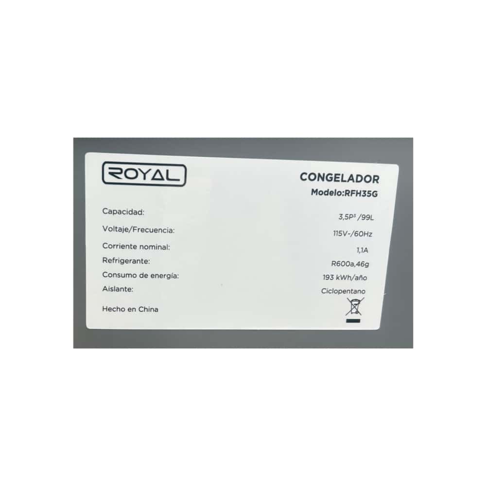 Congelador horizontal de 3.5 pies cúbicos gris Royal RFH35G - Miniatura 5