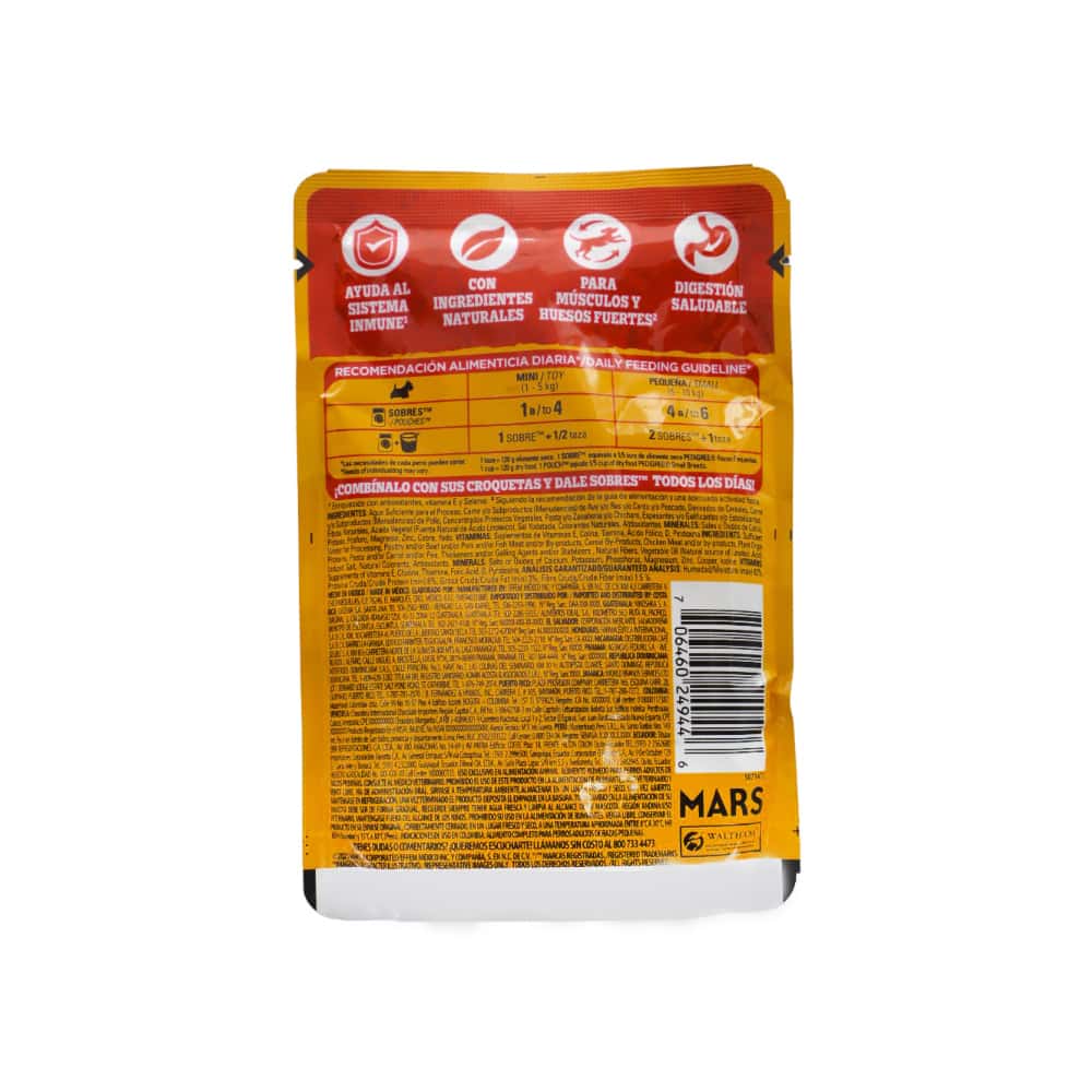 Alimento pollo y vegetales en filetes para perros razas pequeñas Pedigree (100 g / 3.52 oz) - Miniatura 3