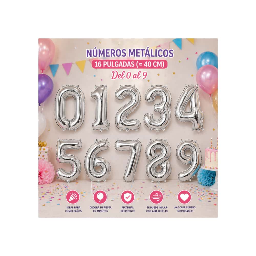 Globo plateado número 8 Balloon (16 pulgadas) - Miniatura 5