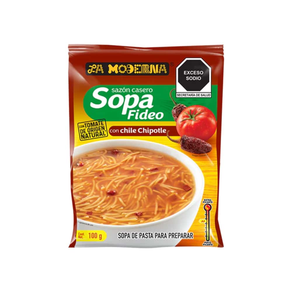 Sopa de pasta con tomate y chile chipotle La Moderna (100 g / 3.52 oz) - Miniatura 3