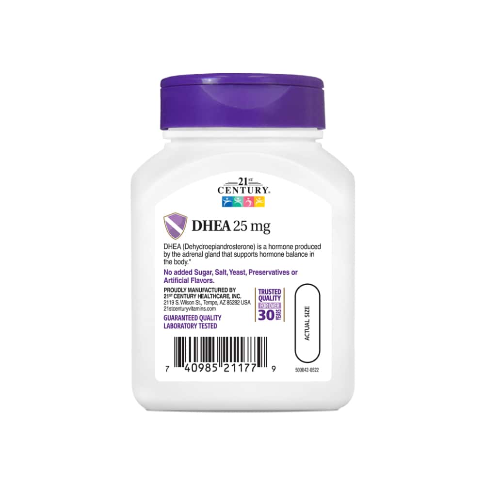 DHEA. Dehidroepiandrosterona 25 mg 21st Century (90 cápsulas) - Miniatura 4