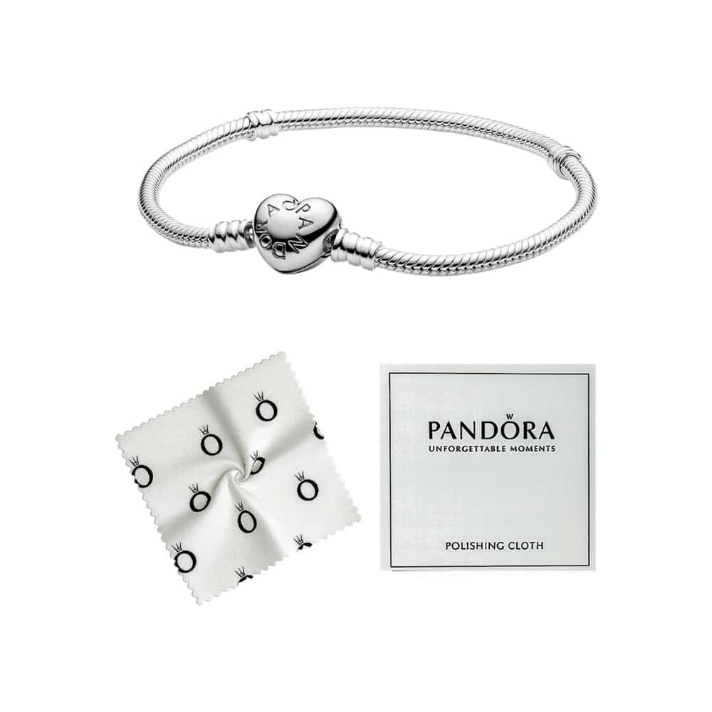 Pulsera de plata S925 estilo Pandora Moments con cierre de corazón (18 cm) - Miniatura 2