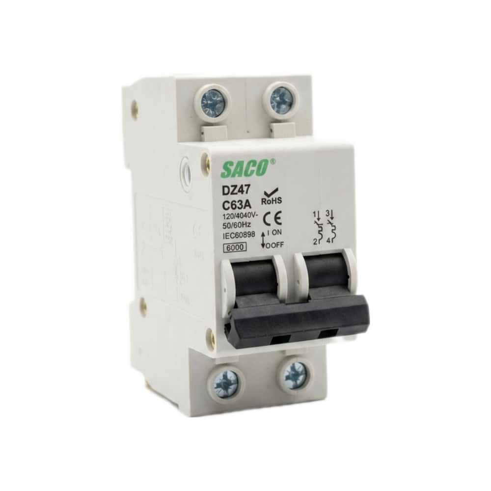 Interruptor termomagnético de 2 polos - tipo europeo de 63 A Saco - Miniatura 1