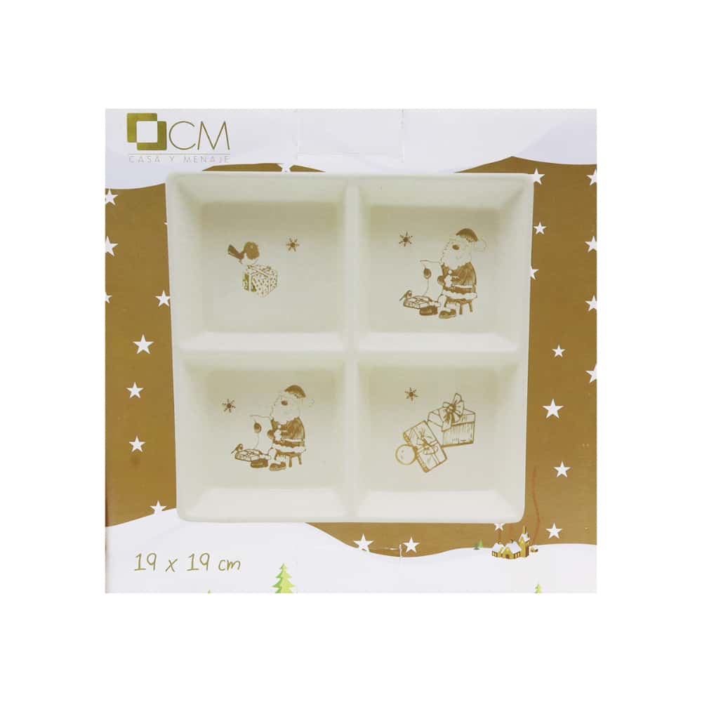 Entremesera de cerámica con decoración dorada para Navidad 19 cm Casa y Menaje - Miniatura 3