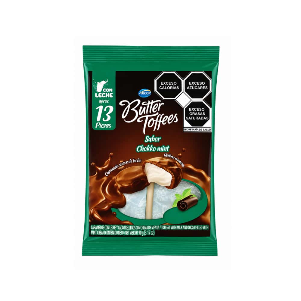 Caramelos con leche y cacao rellenos con crema de menta Arcor Butter Toffees (90 g / 3.17 oz) - Miniatura 1