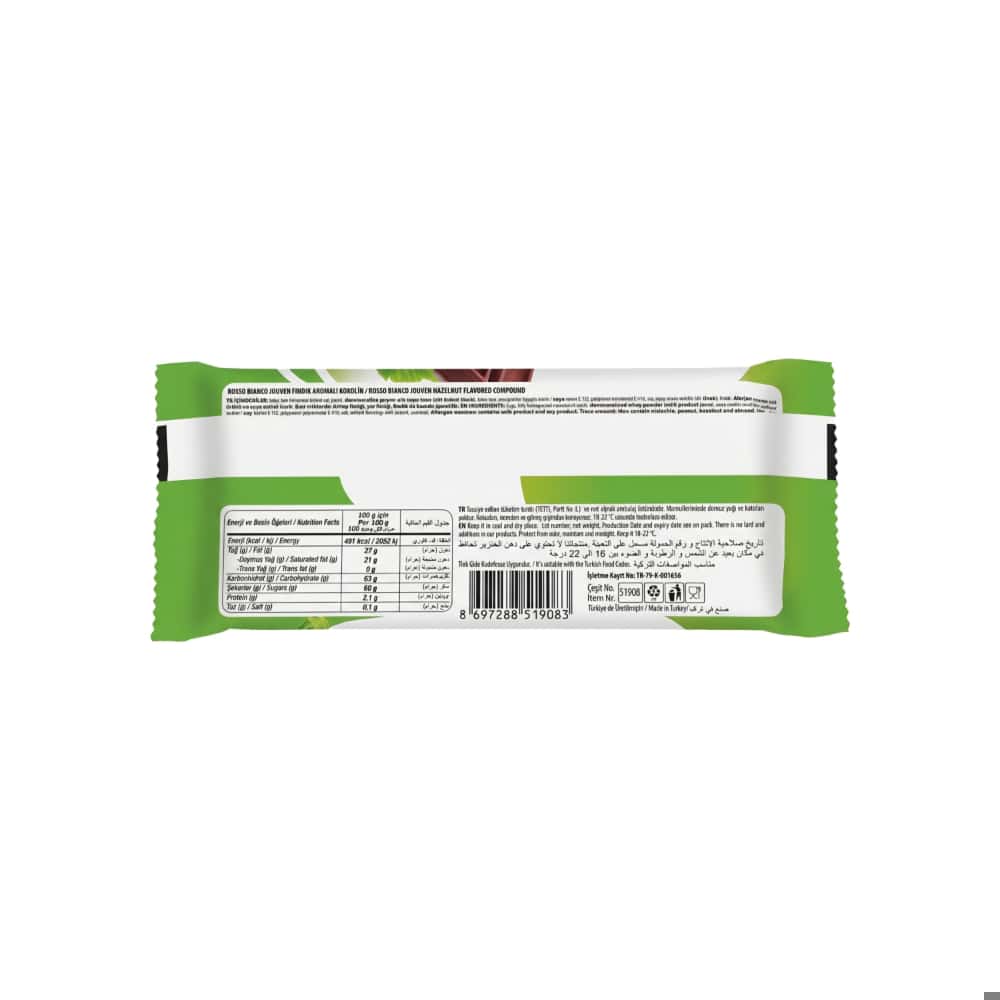 Tableta de chocolate rellena de crema de avellanas Jouven Rosso Bianco (50 g / 1.76 oz) - Miniatura 2