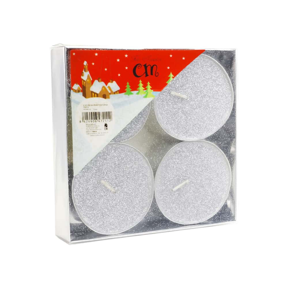 Velas de navidad color plata con purpurina, Casa y Menaje (4 U) - Miniatura 5