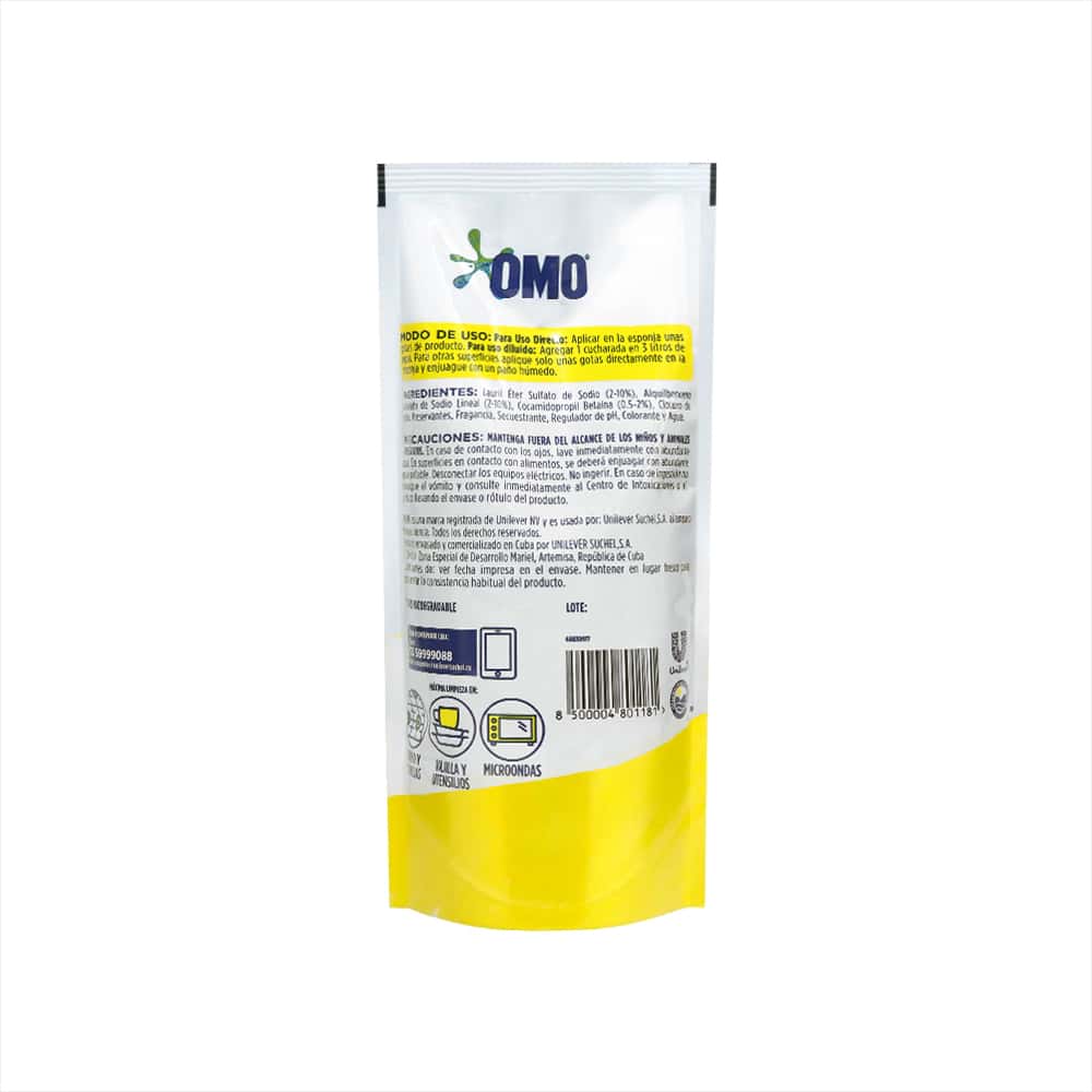 Detergente líquido lavavajillas limón Omo (450 ml) - Miniatura 2
