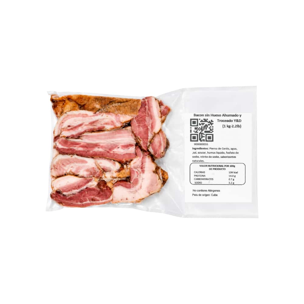 Bacon sin hueso ahumado y troceado Y&D Ricos (1 kg / 2.2 lb) - Miniatura 2
