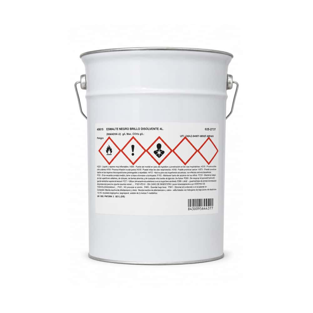 Pintura esmalte negro brillo disolvente Romysen (4 L) - Miniatura 1