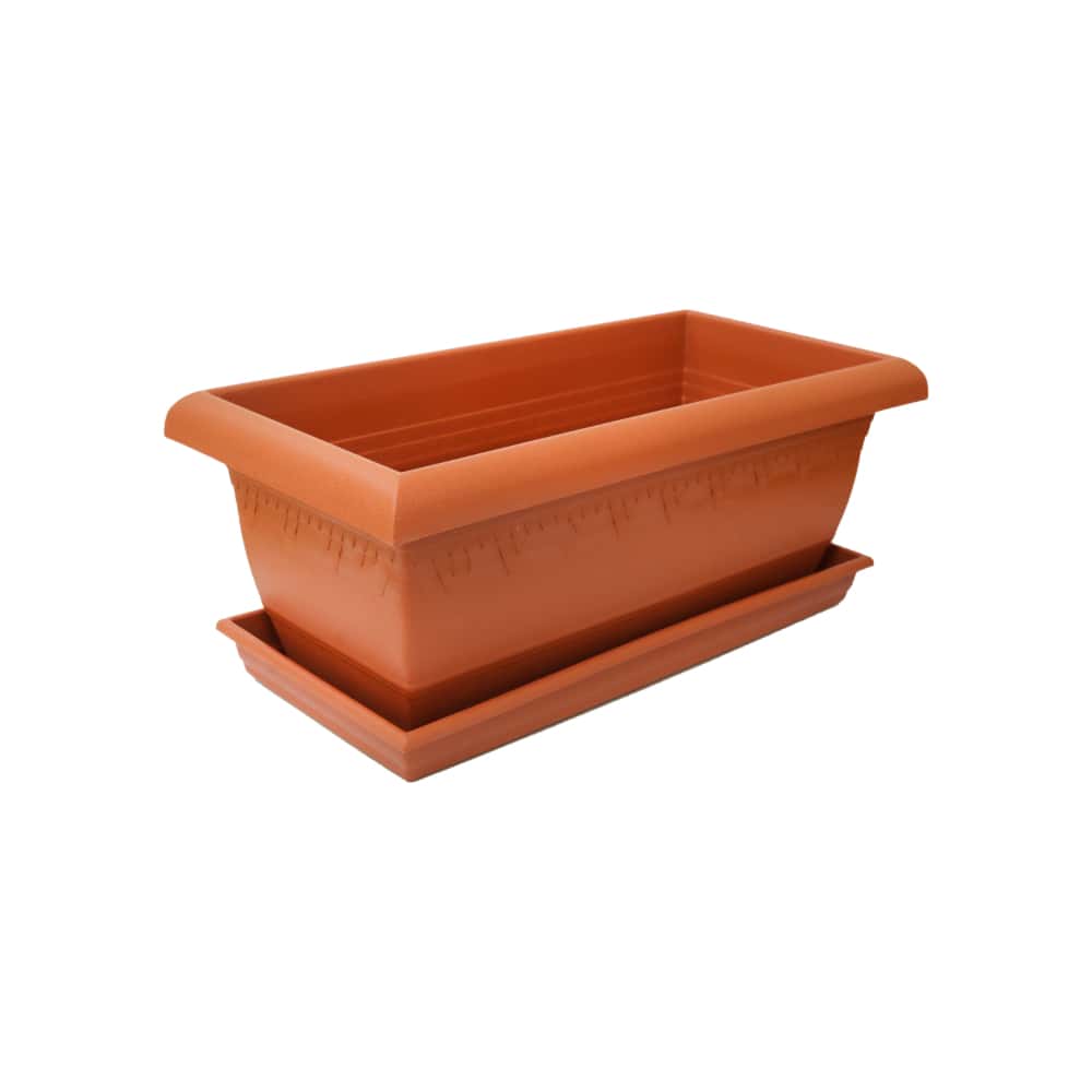 Jardinera de plástico Elsa color terracota de 40 cm Casa y Menaje - Miniatura 2