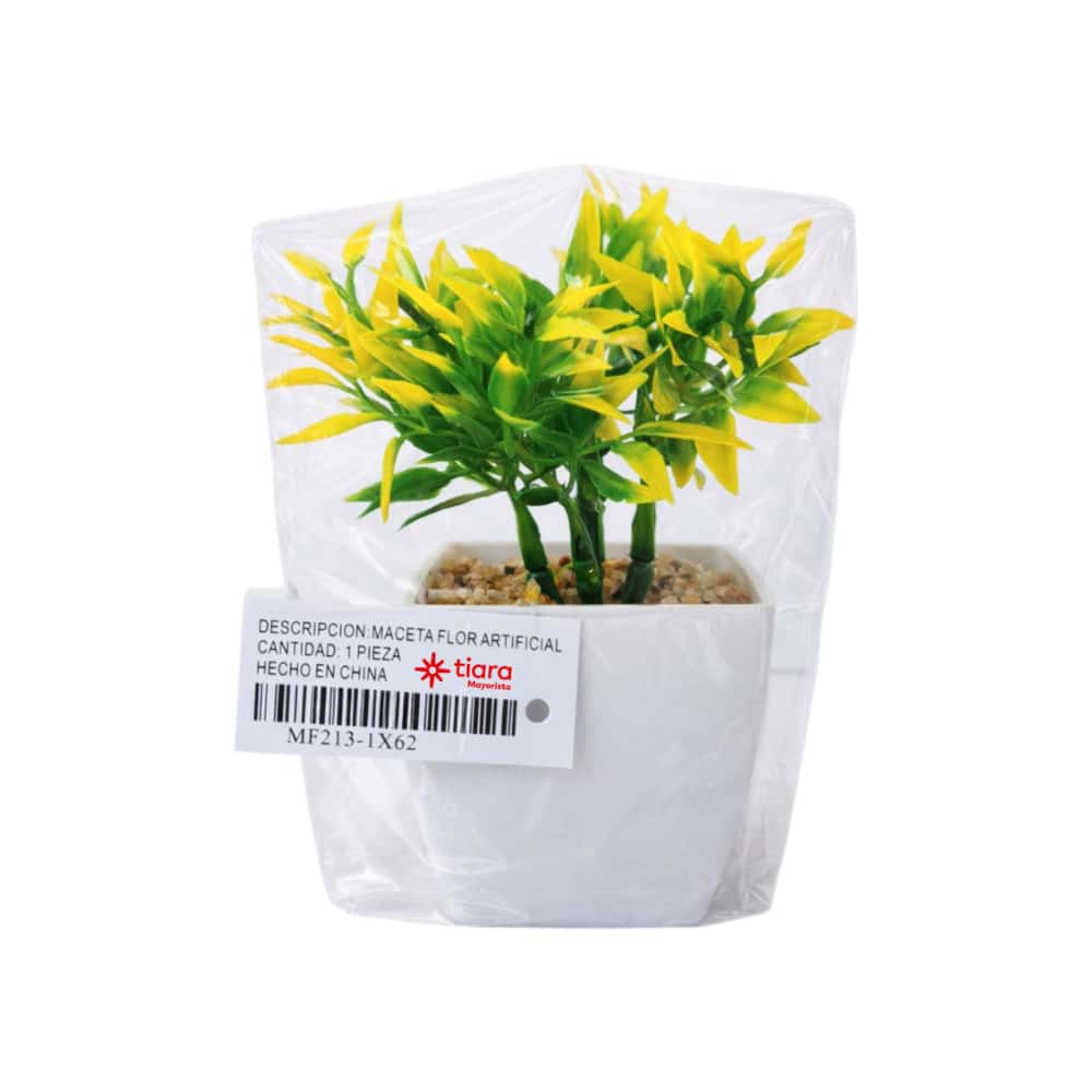 Maceta con plantas artificial verde y amarillo Tiara - Miniatura 2